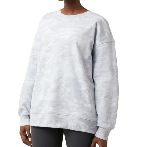 Lululemon Perfectly Oversized Crew Neck Sweatshirt Long Sleeve White Gray 4 - Picture 1 of 6